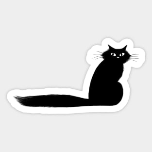Black Kitty Cat with Long Fluffy Tail Sticker